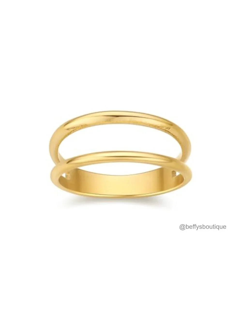 14K Gold Two Row Band Ring for Women - Dainty Chunky Stacking Ring